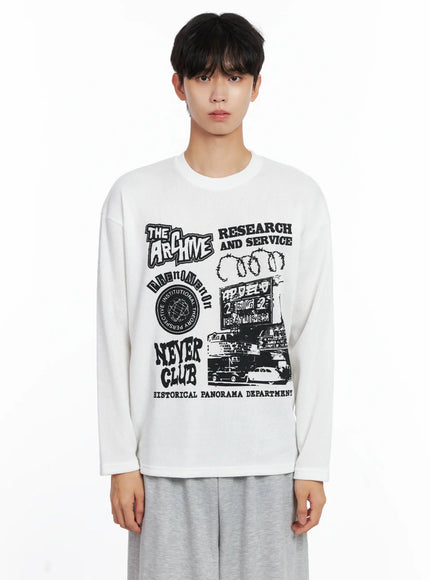 mens-graphic-knit-long-sleeve-top-is519 / White