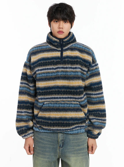 mens-warm-fleece-striped-quarter-zip-up-ij512