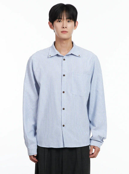 mens-simple-striped-button-up-shirt-ij521