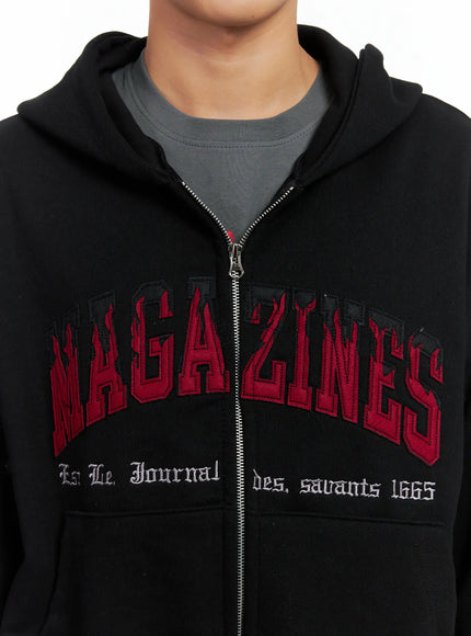 Men's Graphic Magazine Zip-Up Hoodie IN518