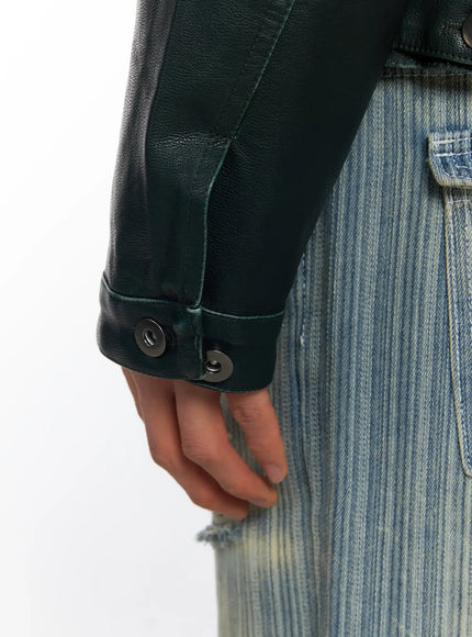 men-s-green-leather-trucker-jacket-if504