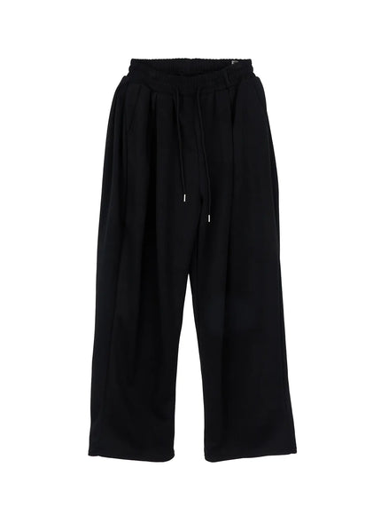mens-wide-leg-pintuck-sweatpants-im518 / Black