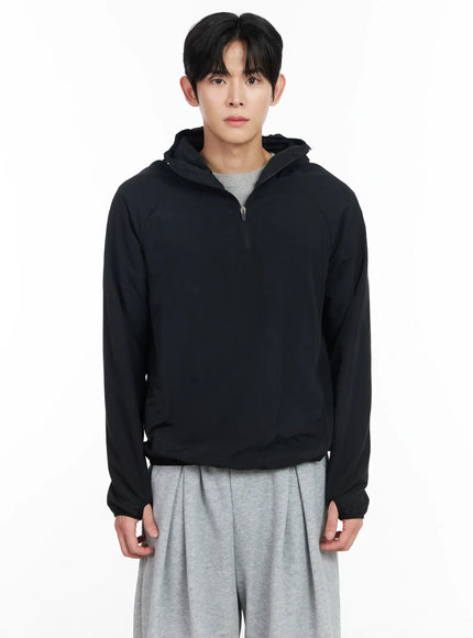 mens-hooded-quarter-zip-anorak-im518 / Black