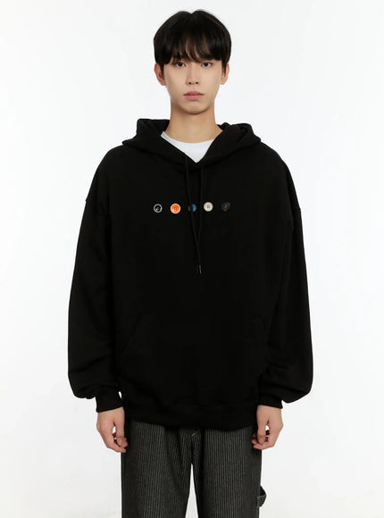 mens-button-detail-hoodie-in503 / Black