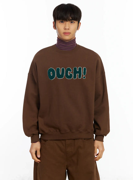 mens-graphic-patch-sweatshirt-if504 / Brown