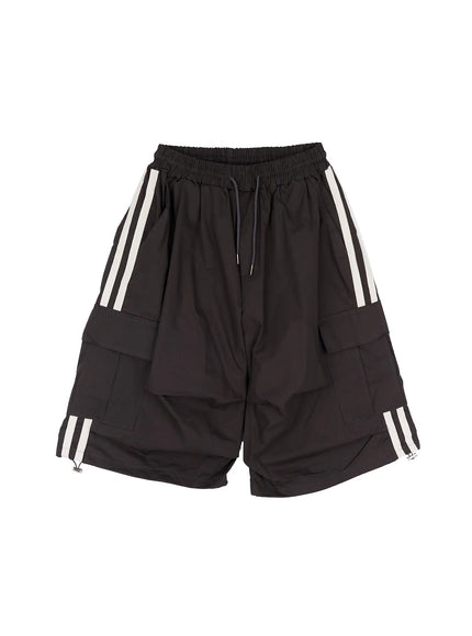 mens-striped-pocket-track-shorts-ia507 / Dark gray