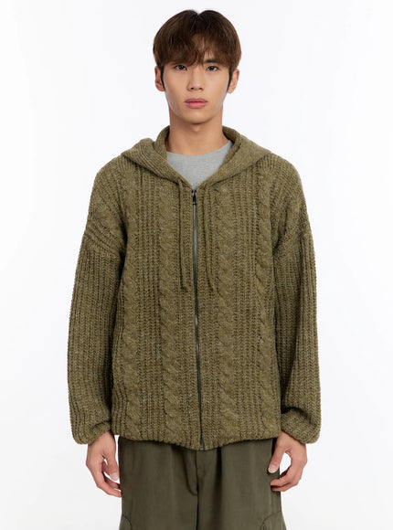 mens-cable-knit-zip-up-in524 / Dark green
