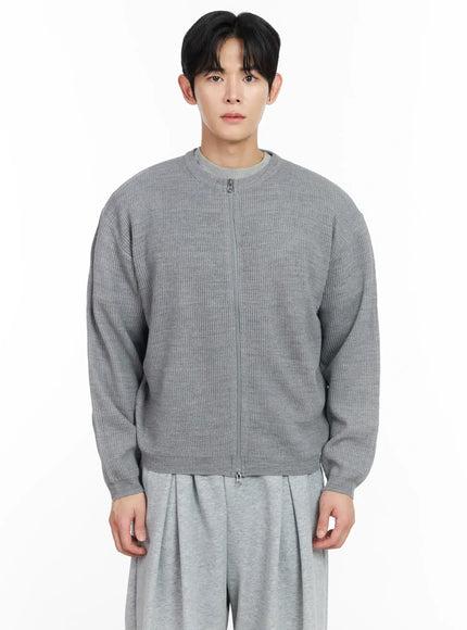 mens-zip-up-cardigan-im518 / Gray