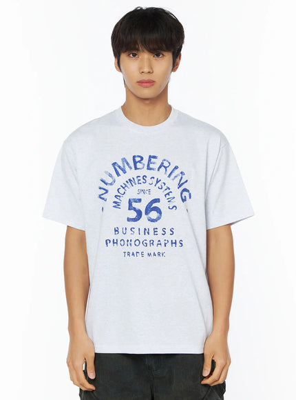 mens-vintage-graphic-print-t-shirt-iu503 / Light gray