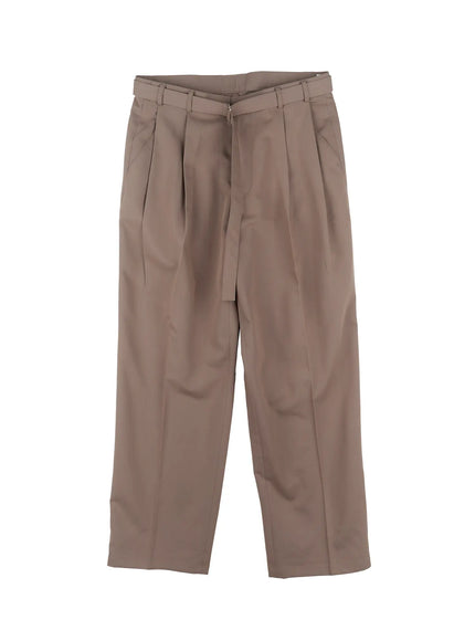 mens-classic-belted-wide-leg-pants-io506 / Beige