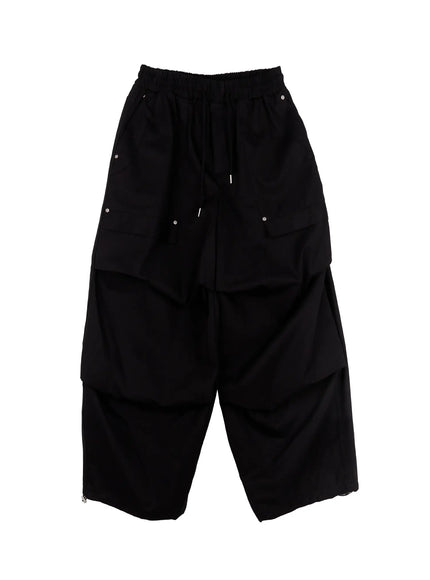 mens-parachute-wide-pants-io506 / Black