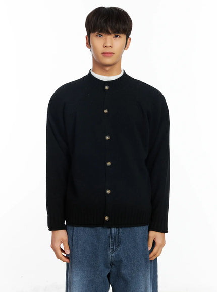 men-s-lambswool-knit-cardigan-if504 / Black