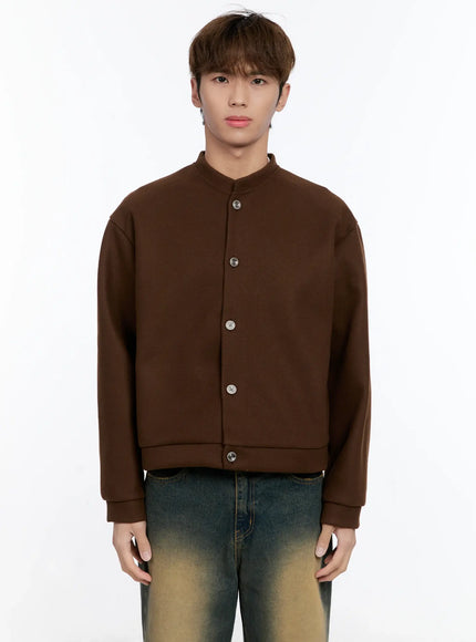 mens-wool-blended-crop-cardigan-in512 / Brown