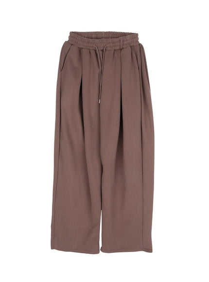 mens-wide-leg-pintuck-sweatpants-im518 / Brown