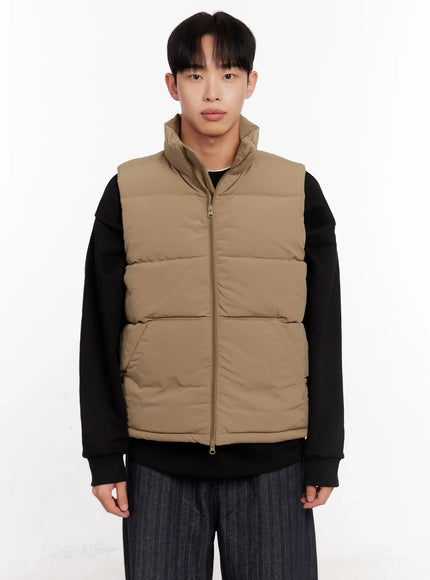 mens-basic-puffer-vest-io528 / Dark beige