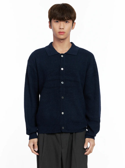 mens-classic-button-up-knit-sweater-io506 / Dark blue