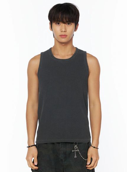 mens-ribbed-sleeveless-shirt-iu503 / Dark gray