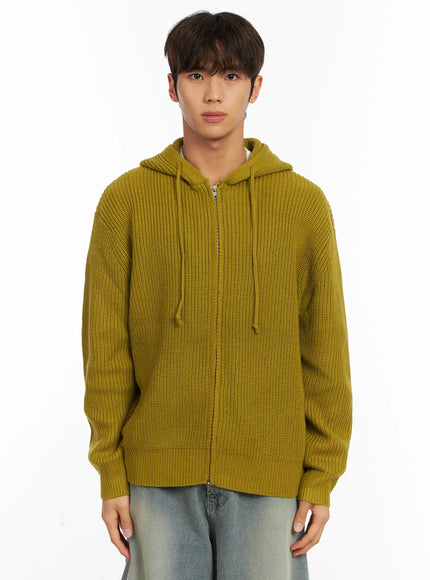 Men's Ribbed Knit Zip-Up Hoodie ID511