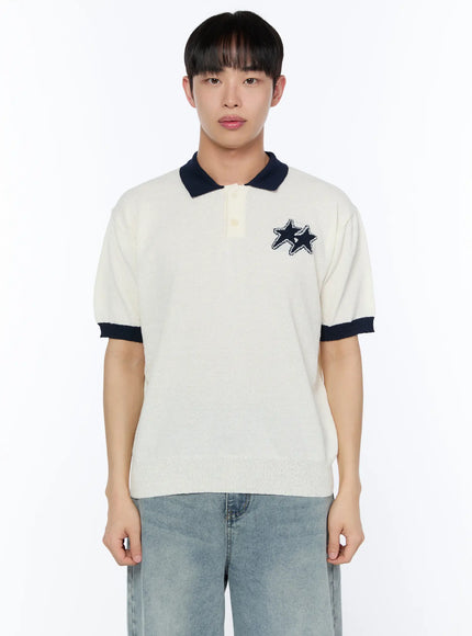 Men's Contrast Graphic Polo Shirt IA520