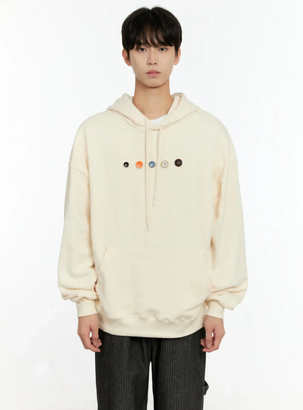 mens-button-detail-hoodie-in503 / Light beige