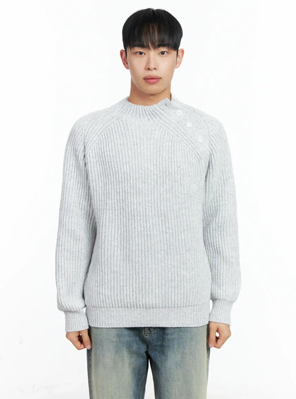 mens-mock-neck-raglan-knit-sweater-in518-1 / Light gray
