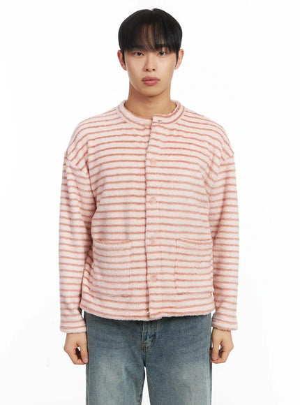 striped-buttoned-cardigan-id515 / Light pink