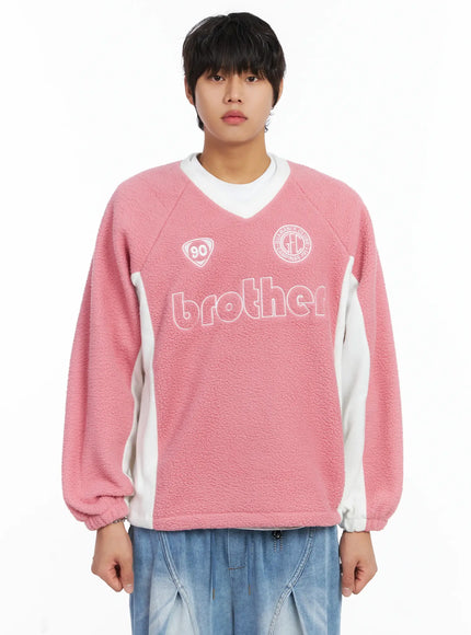 mens-cozy-logo-fleece-crewneck-ij512 / Pink