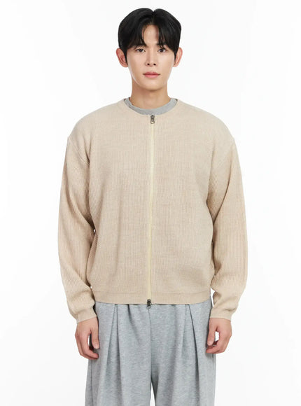 mens-zip-up-cardigan-im518 / Beige