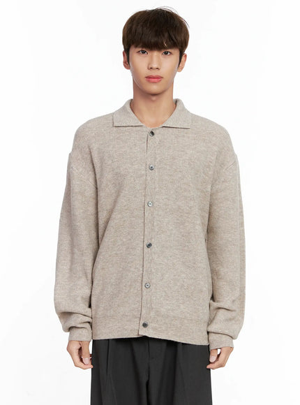 mens-classic-button-up-knit-sweater-io506 / Beige