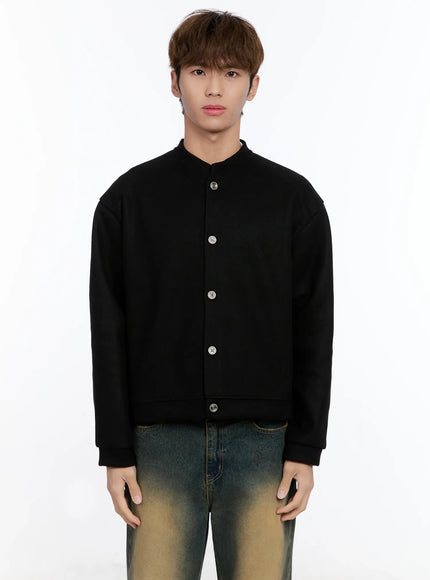 mens-wool-blended-crop-cardigan-in512 / Black