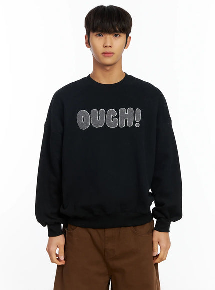 mens-graphic-patch-sweatshirt-if504 / Black