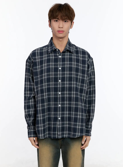 Men's Plaid Button-Up Shirt IN512
