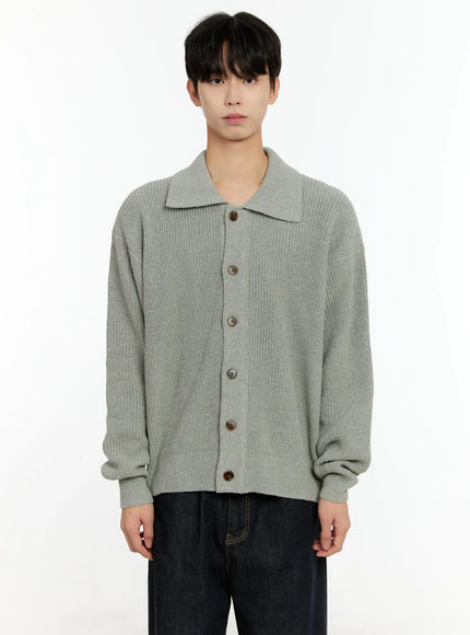 mens-oversized-button-up-cardigan-in503 / Gray