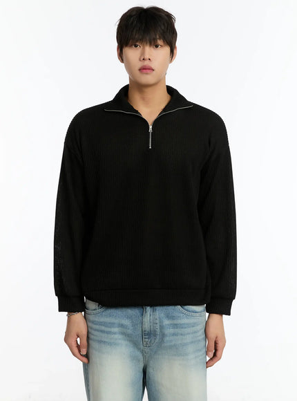 mens-ribbed-knit-pullover-im503 / Black