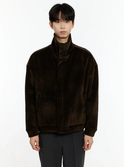 mens-corduroy-high-neck-jacket-io531 / Dark brown