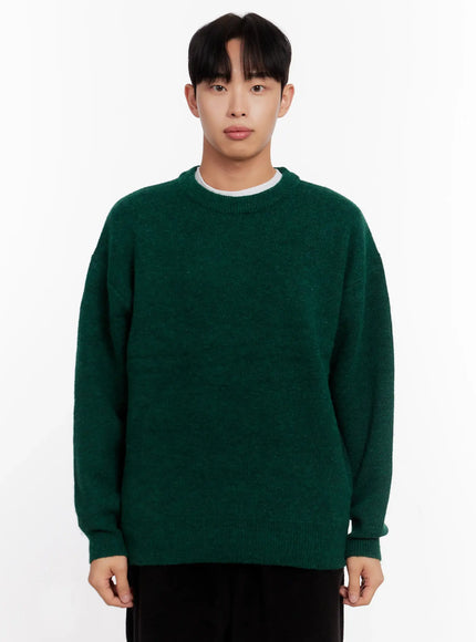 mens-round-neck-sweater-io528 / Green