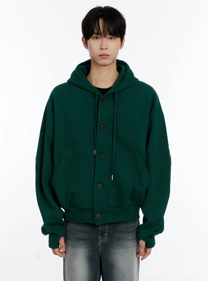 mens-buttoned-hoodie-id502 / Green