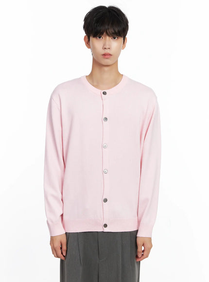 mens-classic-round-cardigan-is519 / Light pink