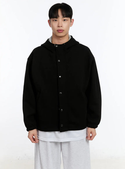 mens-two-way-button-hoodie-jacket-ia508 / Black