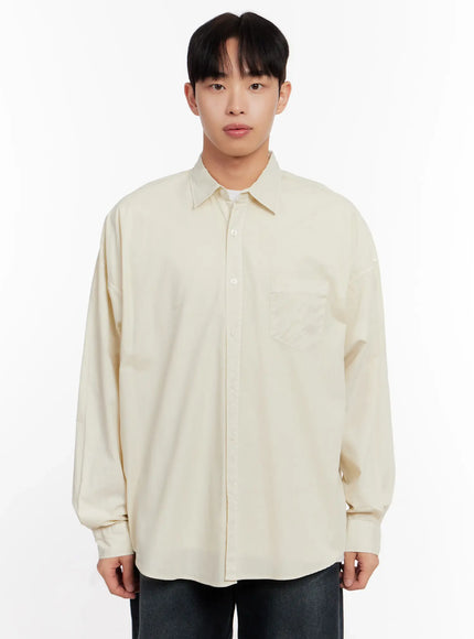 Men's Relaxed Fit Blue Cotton Shirt IO528