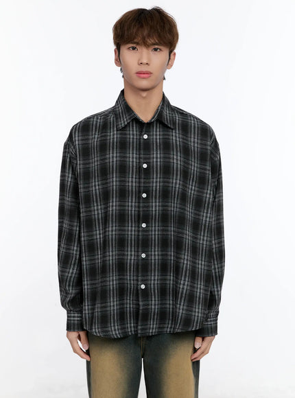 Men's Plaid Button-Up Shirt IN512