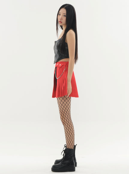 Pleated Mini Skirt with Chain #Original Kpop #121692