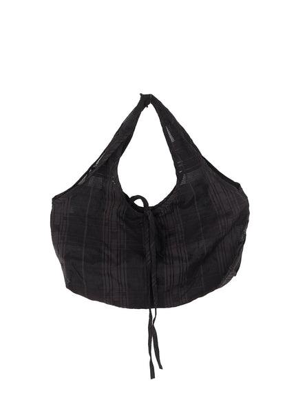 black-mesh-plaid-shoulder-bag