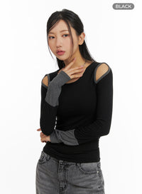 shoulder-cut-out-contrasting-long-sleeve-cm412