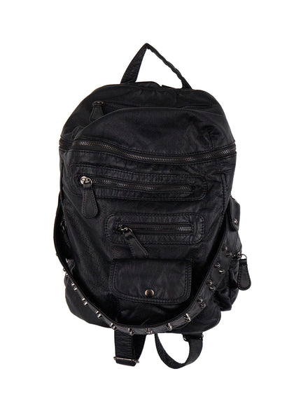 Faux Leather Studded Backpack CJ508