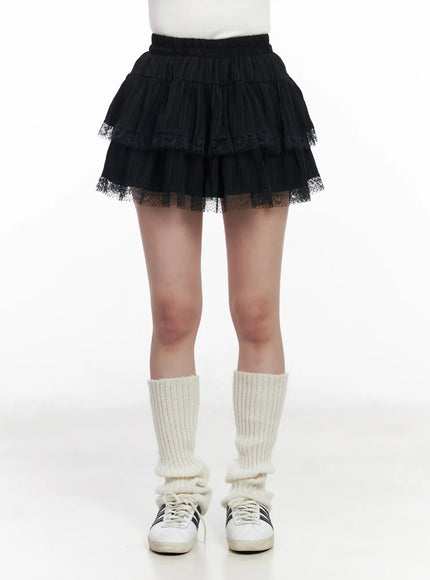 Tiered Lace Ruffle Mini Skirt CM531