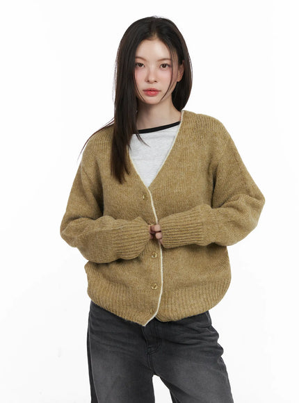 Two-Tone Wool Knit Cardigan CJ506