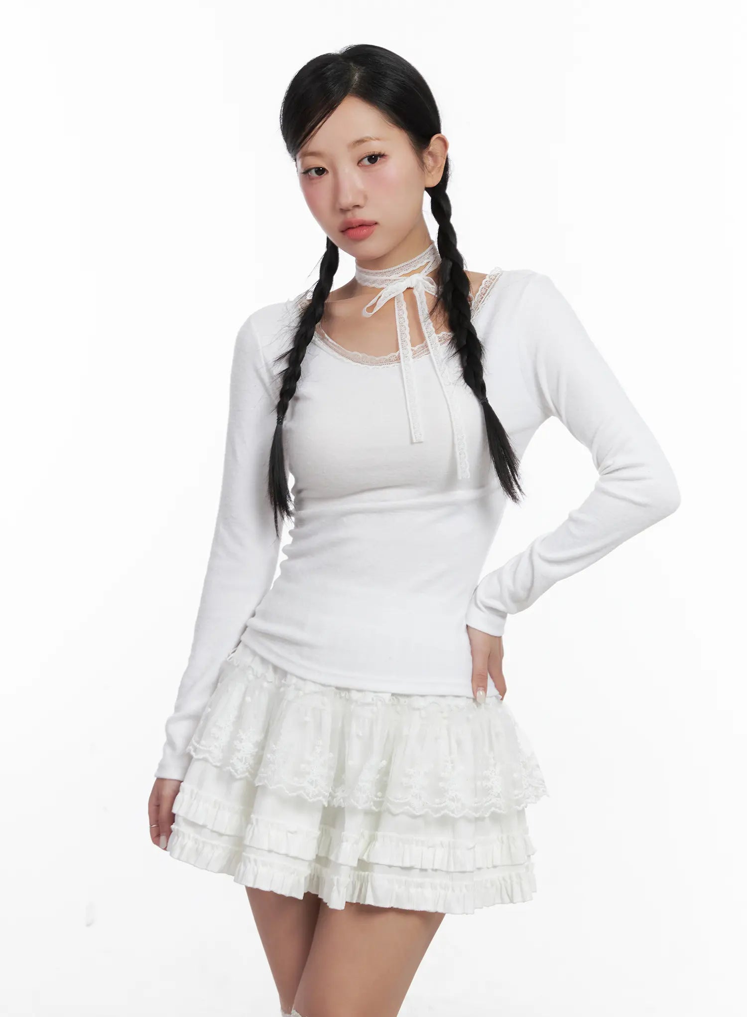 lace-trim-top-and-ruffle-skirt-set-cn528