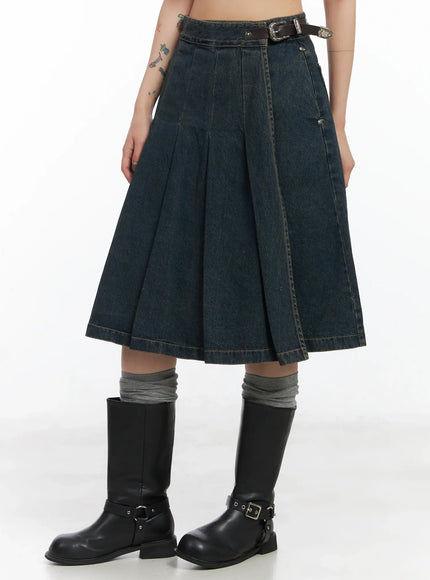 pleated-belted-denim-skirt-cn528