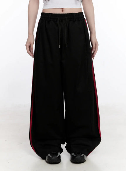 Double Stripe Wide Cotton Pants CO501